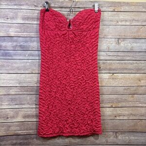 Vintage Janice Bodycon Ruched Coral Dress Size Large